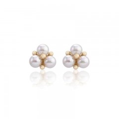 Ženske Majorica Tu Y Yo Gold Bele Gold Srebrne  Mindjuše 6 mm