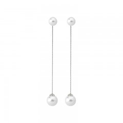 Ženske Majorica Rosa Bele Biserne Srebrne Viseće Mindjuše 8/10 mm