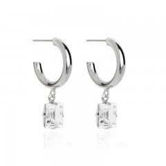 Ženske Victoria Cruz Macedonia Hoop Crystal Mindjuše Sa Swarovski Belim Kristalom