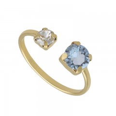 ŽENSKI VICTORIA CRUZ JASMINE AQUAMARINE GOLD PRSTEN SA SWAROVSKI KRISTALIMA
