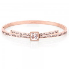 ŽENSKA FREELOOK ROZE ZLATNA NARUKVICA OD HIRURŠKOG ČELIKA SA BELIM CIRKONIMA