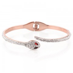 ŽENSKA FREELOOK ROZE ZLATNA NARUKVICA OD HIRURŠKOG ČELIKA SA KRISTALIMA