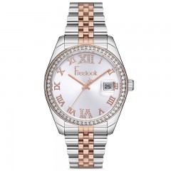 ŽENSKI FREELOOK BELLE BELI SREBRNI ELEGANTNI RUČNI SAT SA BIKOLOR METALNIM KAIŠEM