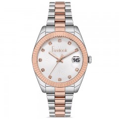 ŽENSKI FREELOOK BELLE BELI ROZE ZLATNI ELEGANTNI RUČNI SAT SA BIKOLOR METALNIM KAIŠEM