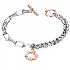 ŽENSKA FREELOOK SREBRNA ROZE ZLATNA NARUKVICA OD HIRURŠKOG ČELIKA