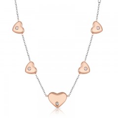 ŽENSKA FREELOOK SREBRNA ROZE ZLATNA OGRLICA OD HIRURŠKOG ČELIKA