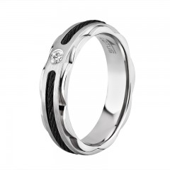 Ženski Lotus Style Steel Rings Sajla Crni prsten od hirurškog čelika 52