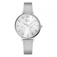 Ženski Pierre Ricaud Multifunction Beli Srebrni Elegantni Ručni Sat Sa Srebrnim Pancir Kaišem