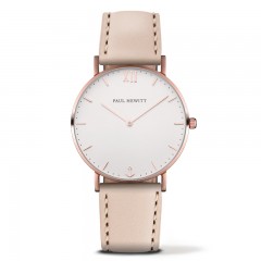 Paul Hewitt Sailor Line Beli Roze Zlatni ručni sat sa bež kožnim kaišem