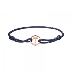 Paul Hewitt Re/Brace Plava Tekstilna Narukvica Sa Roze Zlatnim Sidrom