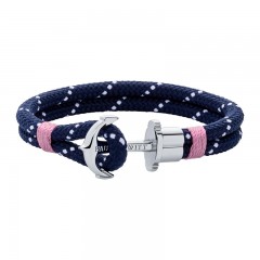 Paul Hewitt Phrep Plava Roza Tekstilna Narukvica Sa Srebrnim Sidrom