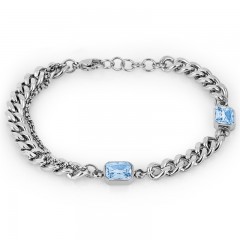 ŽENSKA SANTA BARBARA POLO SREBRNA NARUKVICA SA PLAVIM CIRKONOM OD HIRURŠKOG ČELIKA