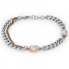 ŽENSKA SANTA BARBARA POLO SREBRNA ROZE ZLATNA NARUKVICA OD HIRURŠKOG ČELIKA