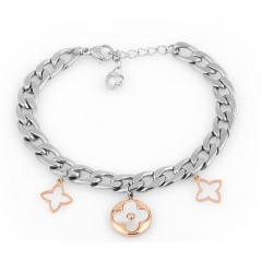 ŽENSKA SANTA BARBARA POLO SREBRNA ROZE ZLATNA NARUKVICA OD HIRURŠKOG ČELIKA