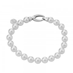 Ženska Majorica Basic Bela Biserna srebrna Narukvica 7 mm