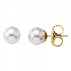 Ženske Majorica Lyra Bele Biserne Gold Srebrne Minđuše 10 mm