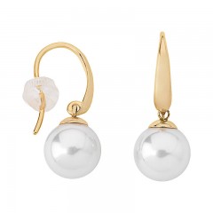 Ženske Majorica Lyra Bele Biserne Gold Srebrne Viseće Minđuše 12 mm