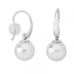 Ženske Majorica Lyra Bele Biserne Srebrne Viseće Minđuše 10 mm