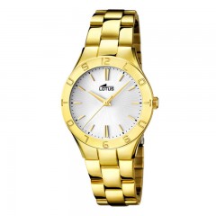 Ženski Lotus Trendy Zlatni Elegantni ručni sat sa belim brojčanikom