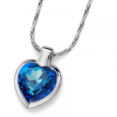 Ženski Oliver Weber Heart Bermuda Blue Lančić sa swarovski plavim kristalnim priveskom