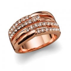 Ženski Oliver Weber Unify Rose Gold Crystal Roze Zlatni Prsten Sa Swarovski Belim Kristalom 57 mm