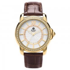 Ženski Royal London Dashing Zlatni Modni ručni sat sa braon kožnim kaišem