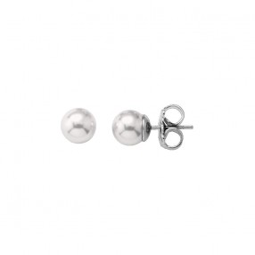 Ženske Majorica Lyra Bele Biserne Srebrne Mindjuše 10 mm