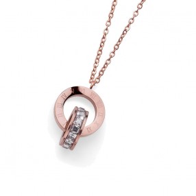 Ženski Oliver Weber Timeless Rosegold Steel Roze Zlatni Lančić Sa Swarovski Kristalnim Priveskom