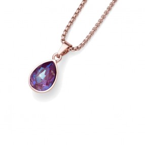Ženski Oliver Weber Delite Rosegold Burgundy Roze Zlatni Lančić Sa Ljubičastim Swarovski Kristalnim Priveskom