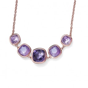Ženski Oliver Weber Royalty Rosegold Violet Roze Zlatni Lančić Sa Swarovski Kristalnim Priveskom