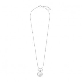 Ženski Majorica Espiral Srebrni Lančić Sa Belim Bisernim Priveskom 18  mm