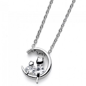 ŽENSKI OLIVER WEBER TWO CATS WHITE ZIRCON LANČIĆ SA SWAROVSKI BELIM CIRKONIMA