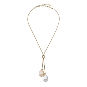 Ženski Majorica Tender Gold Srebrni Lančić Sa  Belim, Šampanj Bisernim Priveskom 14 mm