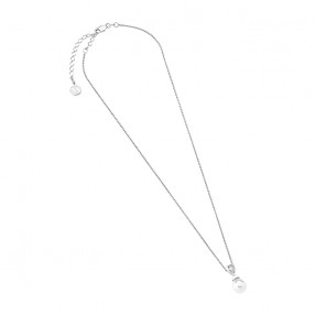 Ženski Majorica Auva Srebrni Lančić Sa Belim Bisernim Priveskom Sa Kristalima 10/12 mm