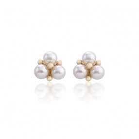 Ženske Majorica Tu Y Yo Gold Bele Gold Srebrne  Mindjuše 6 mm