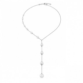 Ženska Majorica Musa Bela Biserna Srebrna Ogrlica 5 mm