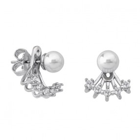 Ženske Majorica Mood 2u1 Bele Biserne Srebrne Mindjuše 6 mm