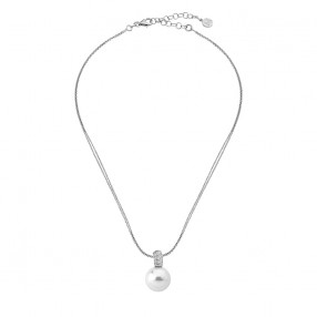 Ženski Majorica Sofia Srebrni Lančić Sa Belim Bisernim Priveskom Sa Kristalima 12 mm