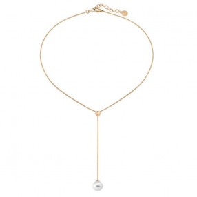 ŽENSKA MAJORICA AURA BELA BISERNA GOLD SREBRNA OGRLICA 10 mm