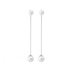 Ženske Majorica Rosa Bele Biserne Srebrne Viseće Mindjuše 8/10 mm
