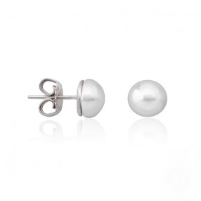 Ženske Majorica Lyra Bele Biserne Srebrne Mindjuše 8 mm