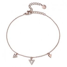 Ženska Oliver Weber Three STE Roze Zlatna Narukvica Sa Belim Swarovski Kristalima