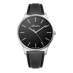 Muški Adriatica Pairs Crni Srebrni Elegantni Ručni Sat Sa Crnim Kožnim Kaišem