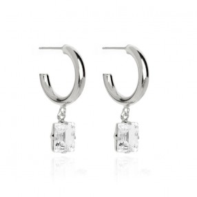 Ženske Victoria Cruz Macedonia Hoop Crystal Mindjuše Sa Swarovski Belim Kristalom