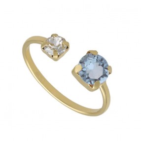 ŽENSKI VICTORIA CRUZ JASMINE AQUAMARINE GOLD PRSTEN SA SWAROVSKI KRISTALIMA