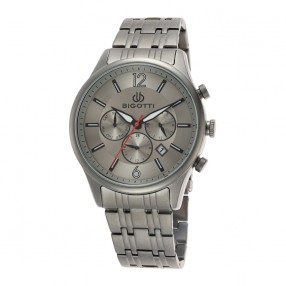 Muški Bigotti Multifunction Sivo Sportsko Elegantni Ručni Sat Sa Sivim Metalnom Narukvicom