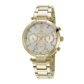 Ženski Bigotti Multifunction Srebrni Zlatni Modni Ručni Sat Sa Zlatnom Metalnom Narukvicom