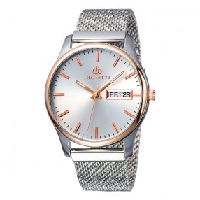 Muški Bigotti Srebrni Modni Ručni Sat Sa Pancir Narukvicom