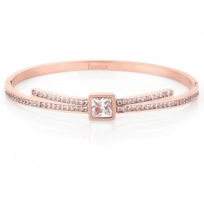 ŽENSKA FREELOOK ROZE ZLATNA NARUKVICA OD HIRURŠKOG ČELIKA SA BELIM CIRKONIMA