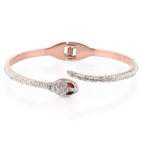 ŽENSKA FREELOOK ROZE ZLATNA NARUKVICA OD HIRURŠKOG ČELIKA SA KRISTALIMA